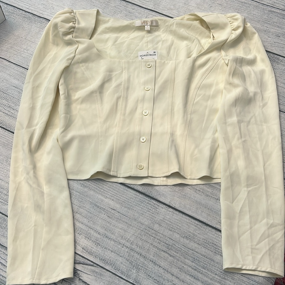 Wayf Cream Button-Up Blouse - Picture 7 of 7